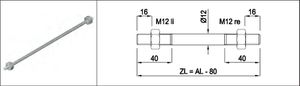 Zugstange bis Länge 2000 mm W.1.4305 inkl. 2 Kontermuttern Gewinde M12 - INOXTECH-Handlauf-/Geländer-System