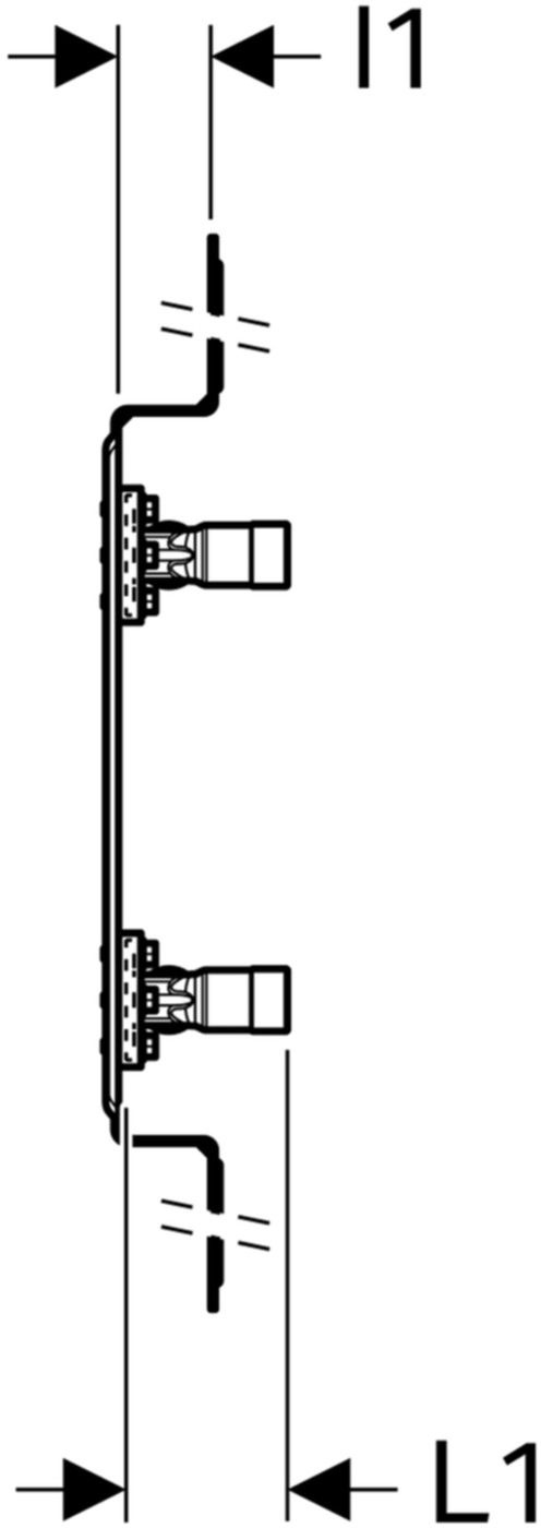 Anschlusswinkel 90° zweifach 153mm 1/2"- MF1/2" abgesetzt, mit Aussengewinde 632.855.00.2 - Geberit-Mepla-Formstücke