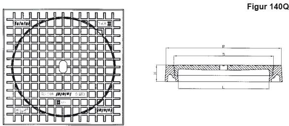 Fig.140-40Q Guss C250 Pickelloch, quadratischer Rahmen - Schachtabdeckungen BGS