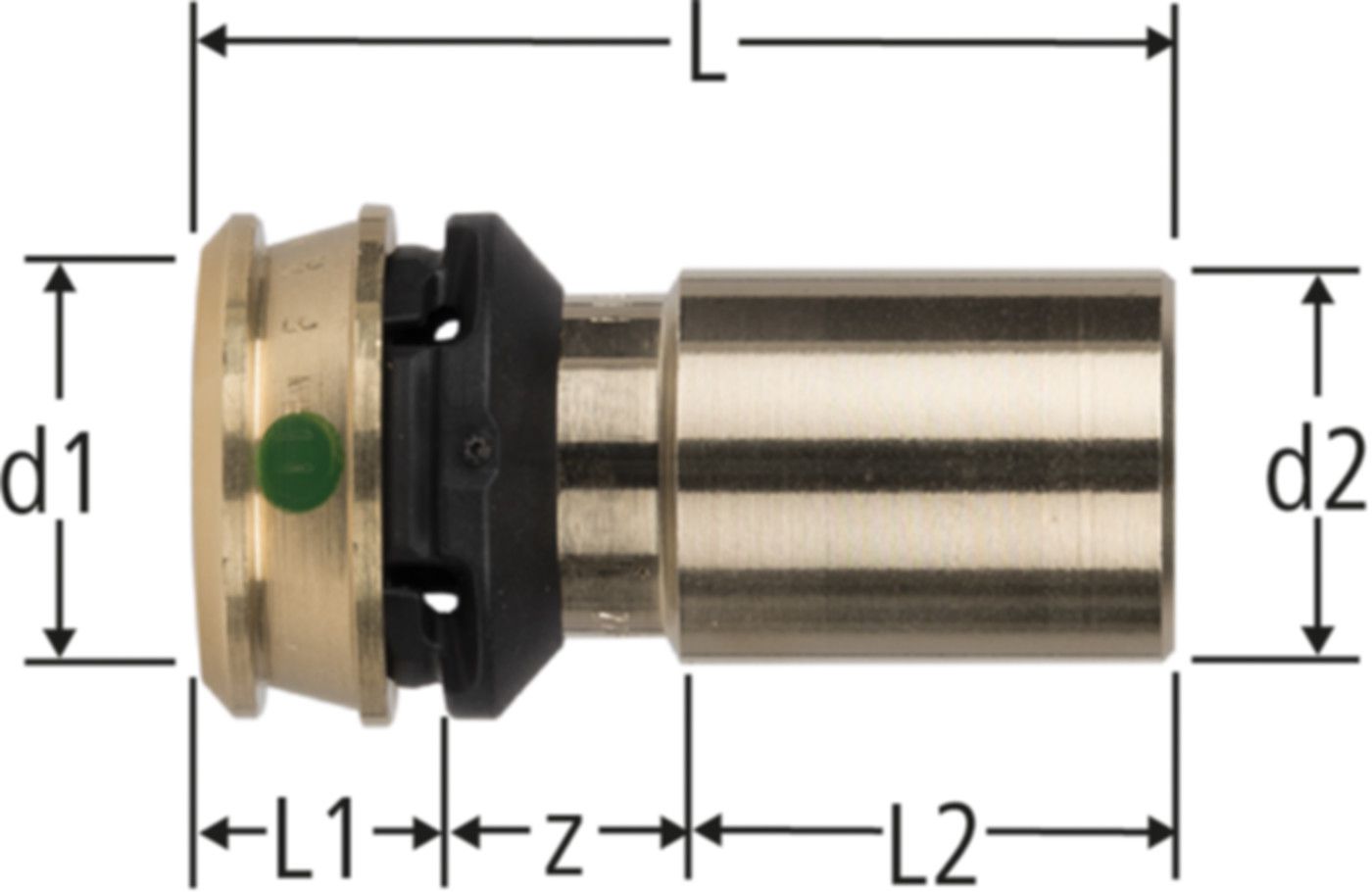 Optipress-Übergang 18 x 20mm 84234.23 mit Einsteckende - Nussbaum Optiflex-Flowpress Formstücke