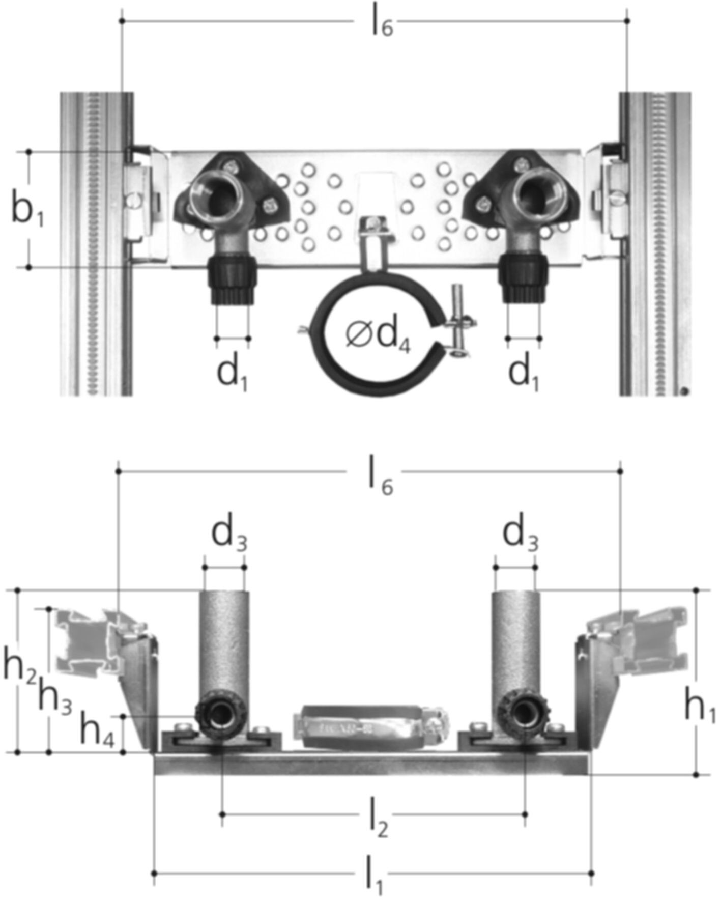 Armaturenplatte für GIS Profil MT Waschtisch-Set 1/2" x 16mm 5458.035 - JRG Sanipex-Rohre und Formstücke