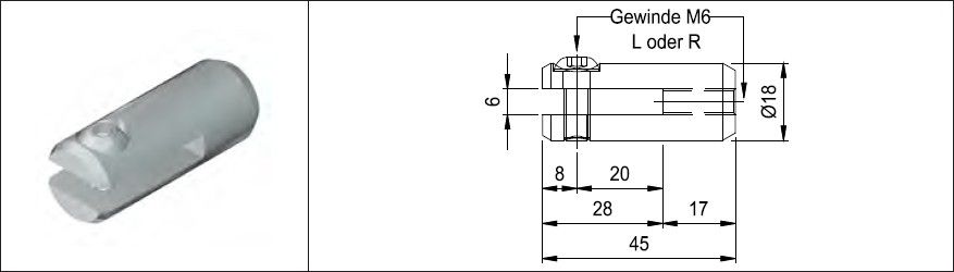 Gabelspanner M6 links geschliffen 1.4301 - INOXTECH-Handlauf-/Geländer-System