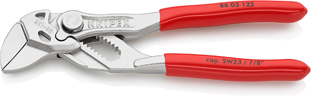 KNIPEX Mini Zangenschlüssel verchromt 86 03, L=125 mm , PVC-Griffhülle - Zangen, Schneiden