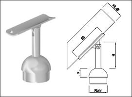 Steckkonsole bewegl mit rund Rohrkappe Pfos 42.4mm,A.vers42.4mm,H80mm,gs - INOXTECH-Handlauf-/Geländer-System