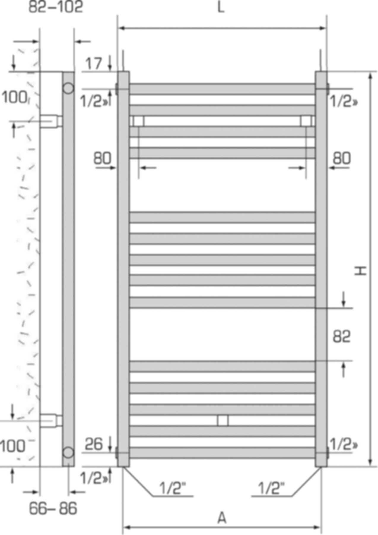 Handtuchtrockner BoTherm BZ 50/180 Breite 50 cm, Höhe 180 cm 1048 W - Borer Heizkörper-Programm