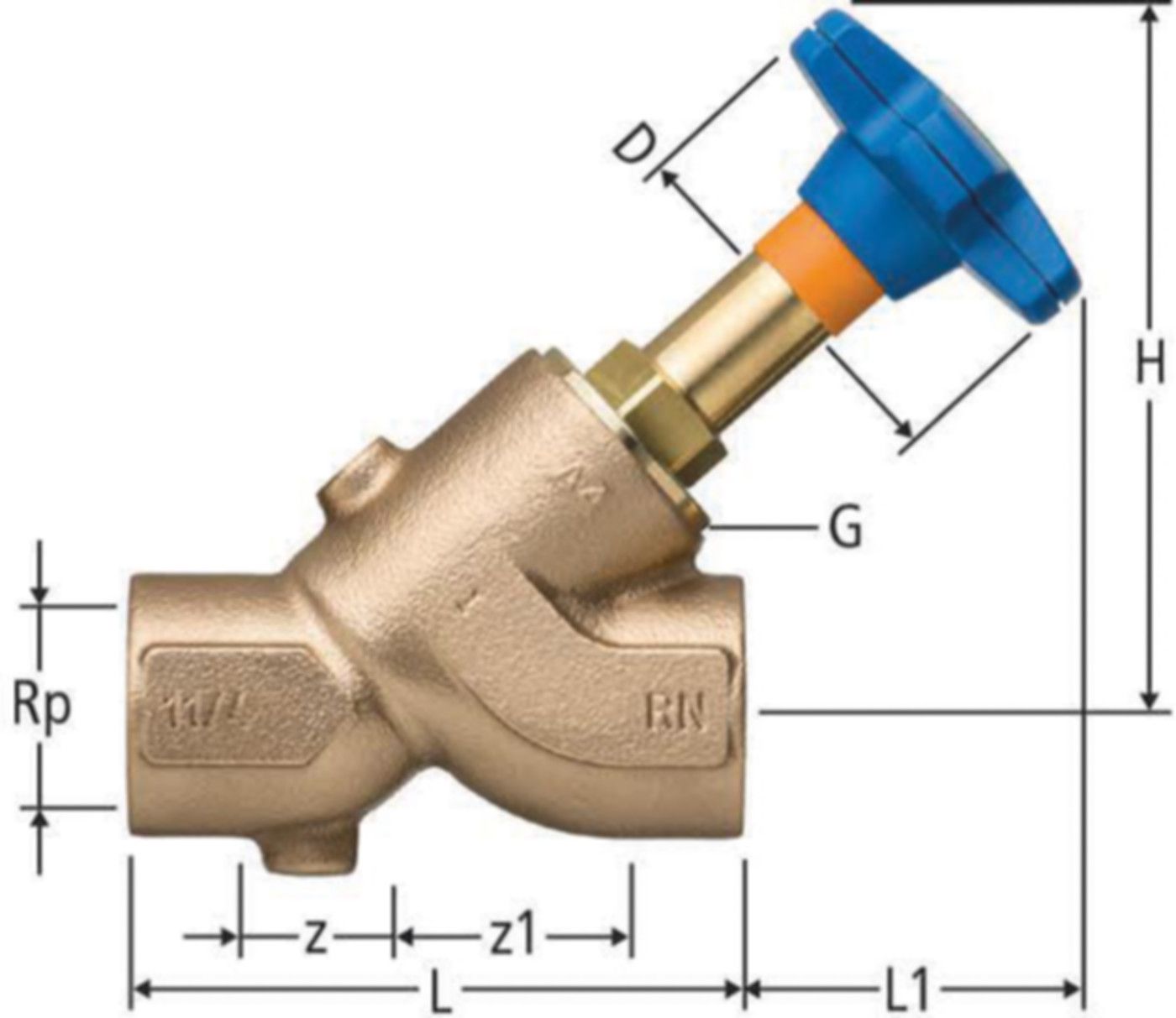 Schrägsitzventil 11/4" 22100.07 mit Easy-Top-Oberteil - Nussbaum Armaturen