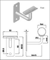 Geschw. Wandkonsole eckig vertikal HI. 48.3 mm Stab 12 mm geschl. 1.4301 - INOXTECH-Handlauf-/Geländer-System