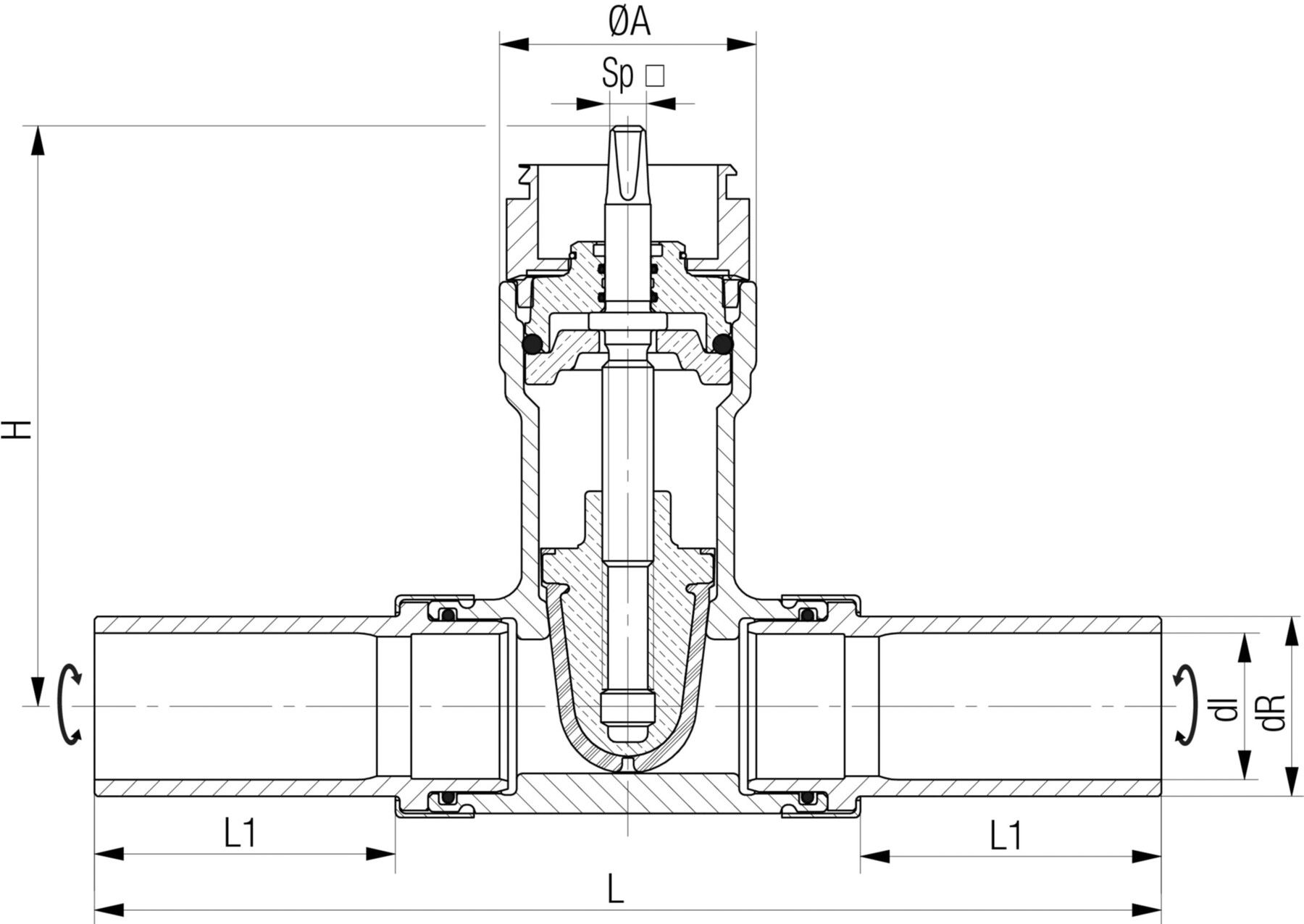 Schieber mit PE-Spitzenden Fig. 5440 DN 25 / d 32mm - Von Roll Armaturen