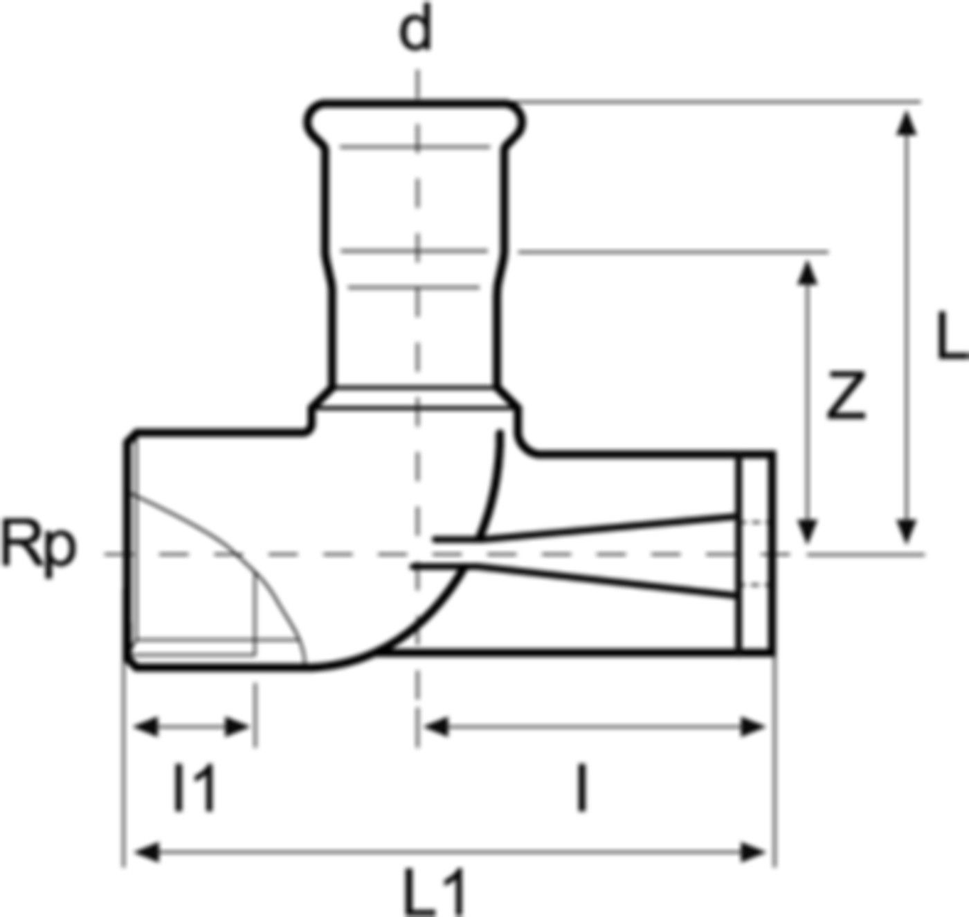 Armaturenanschlusswinkel 90° mit IG/WA 15 mm - 1/2" S33PC - Eurotubi Press-Formstücke Sanitär