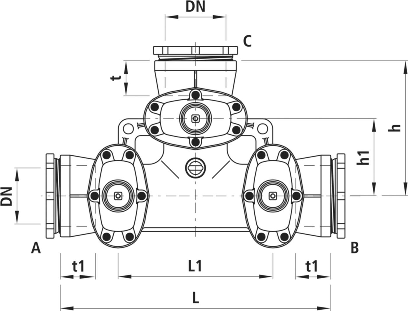 Combi-3 mit Schraubmuffen 4470 DN 125/125 - Hawle Armaturen