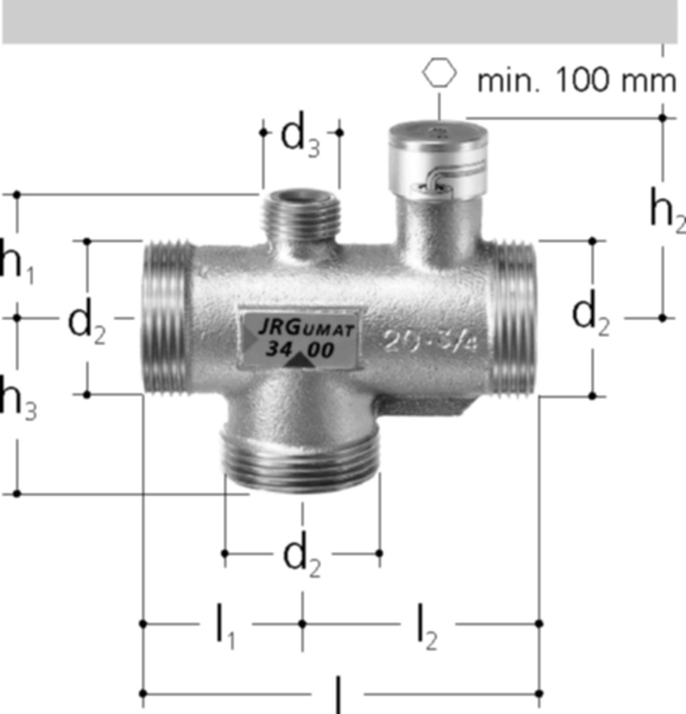 JRGUMAT Thermomischer PN 10 1" DN 25 70°C 3400.938 - JRG Armaturen