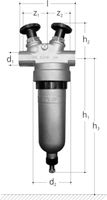 Feinfilter mit Umgehung 1" 1846.400 mit Rotguss-Becher, PN 25 100my - JRG Armaturen
