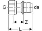 Verteiler-Steckübergang 653.472.00.1 28mm- 1" mit Überwurfmutter - Geberit-Push Fit-Formstücke