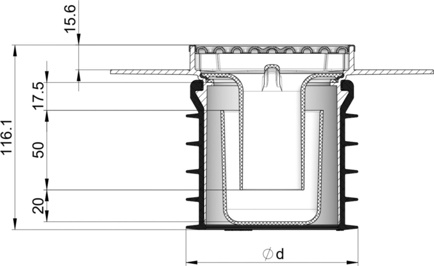 Bodenablauf Passino mit Klebeflansch begehbar 300 Kg DN 100 2310.91.00 - ACO Passavant Entwässerungstechnik