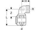 Übergangsbogen 90° m/AG 16mm- 3/4" 620.520.00.1 - Geberit FlowFit-Rohre/Formstücke