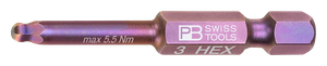 PB Innensechskant-Bit, GR. 3 E 6,3 (1/4"), mit Kugelkopf, Winkel bis 22° - Steck- und Drehmomentschlüssel