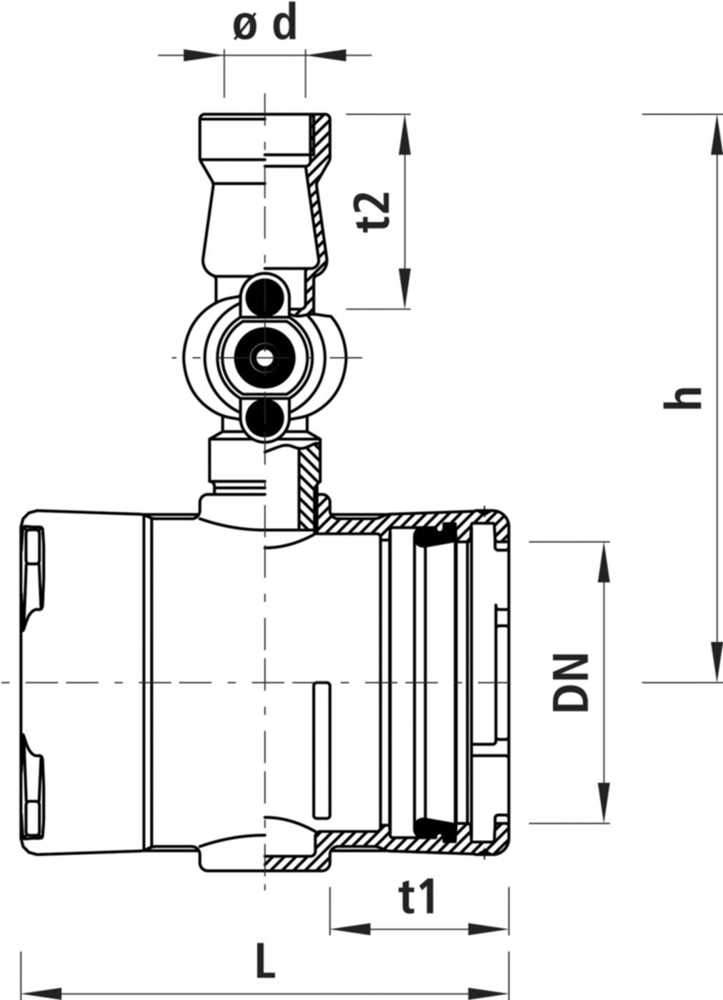 Combi-T-Light mit Steckmuffen, Baio 4390 DN 150 / d 40mm - Hawle Armaturen