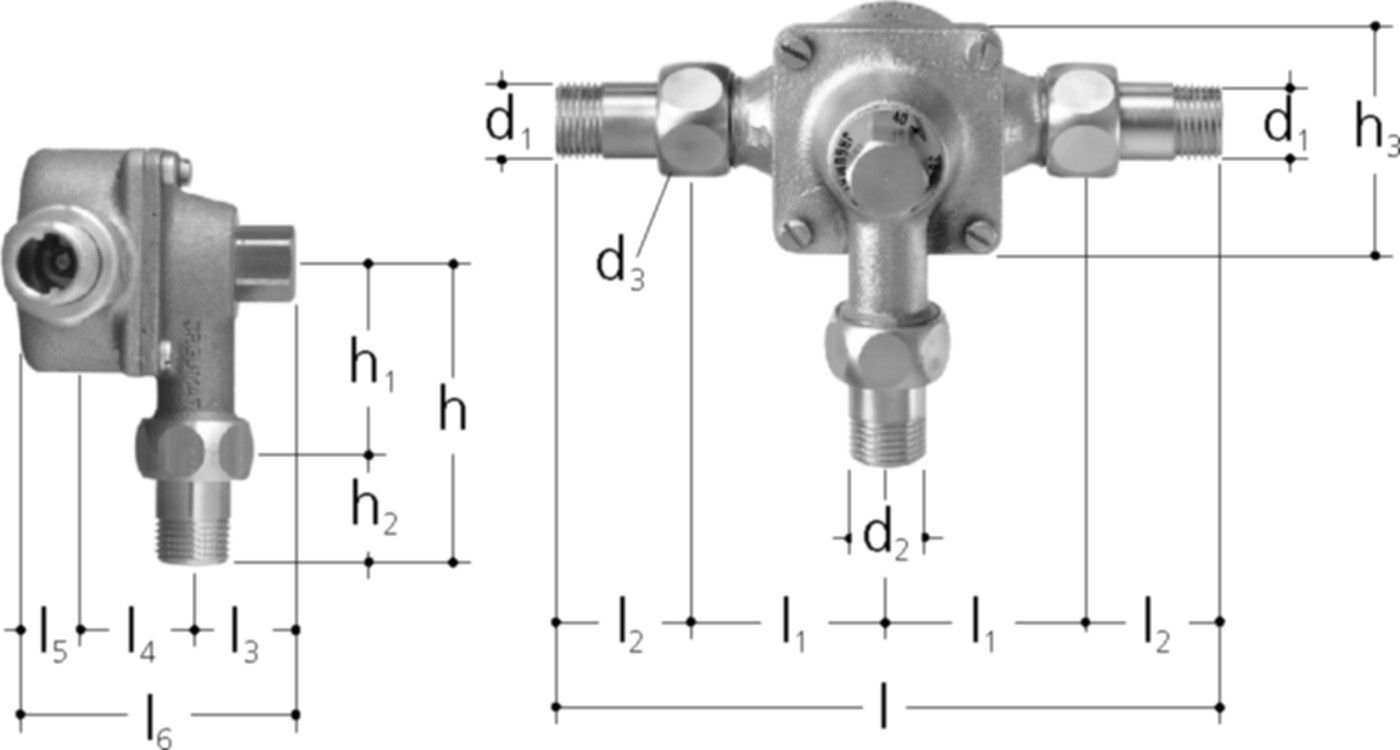 JRGUMAT Thermomischer PN 10 1/2" DN 15 m/Verschraubung + Inbus 38°C 3100.038 - JRG Armaturen