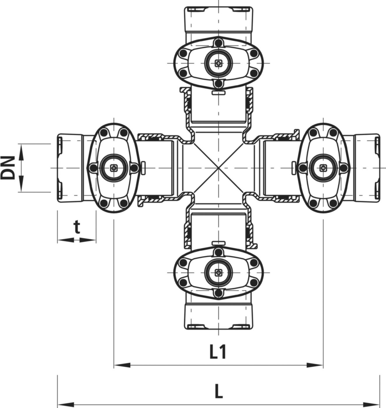 Combi-4 mit Steckmuffen, Baio 4430 DN 150/150 - Hawle Armaturen