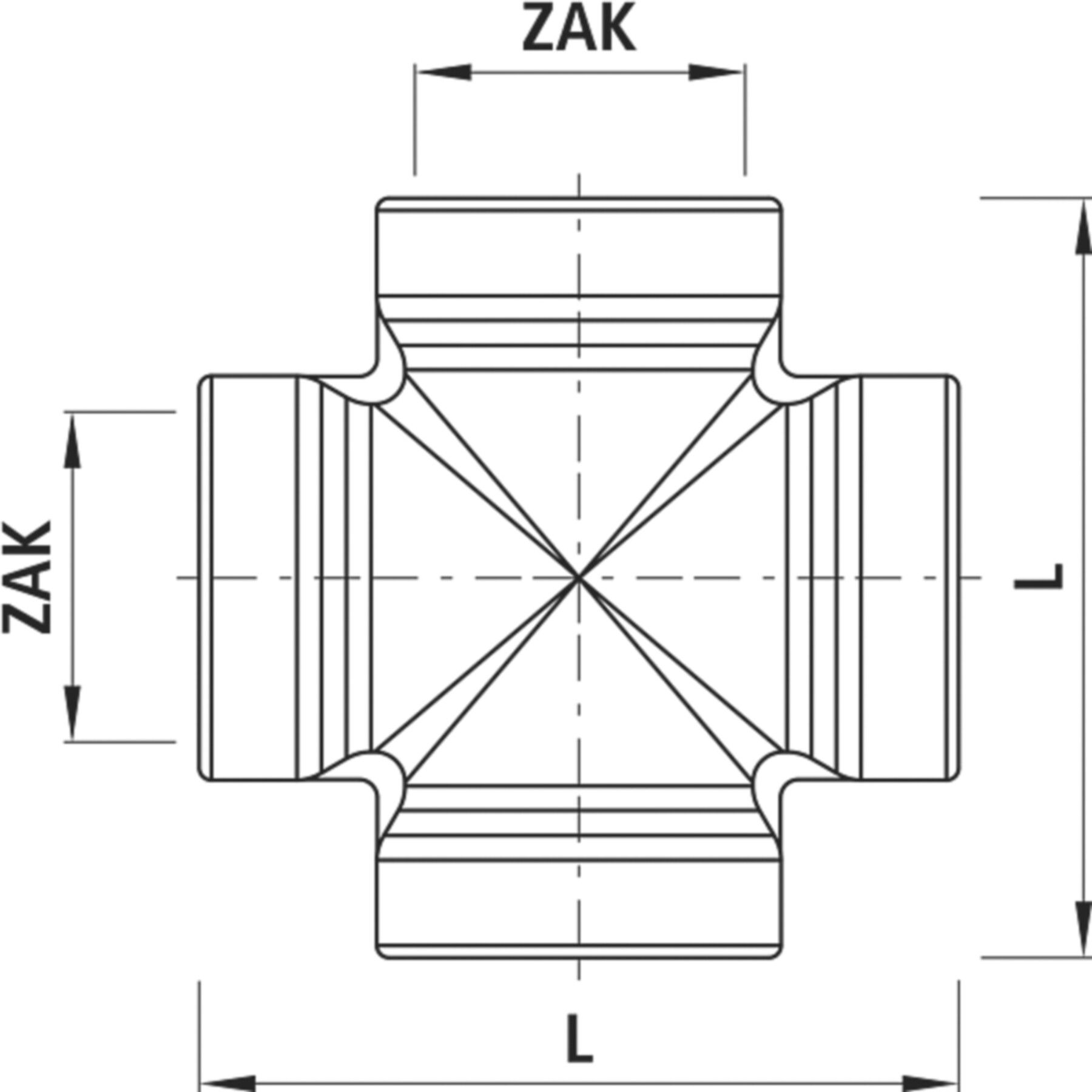 ZAK-Kreuz-Stück 6514 - Hawle Steckfittinge