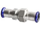 Doppelanschlussverschraubung fld. S68QC 15 mm, mit Überwurfmutter Inox - Eurotubi Press-Formstücke Sanitär