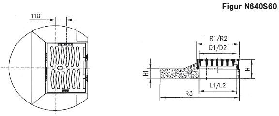Fig.N640S60 Guss C250 NIVO Neopren-Einlage, flach, mit Sockel - Schachtabdeckungen BGS
