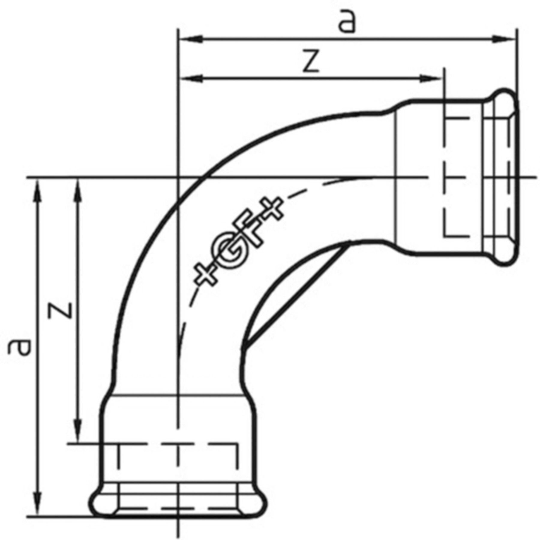 Bogen lang 90° 2 S 11/4" 770 002 107 - GF schw. Tempergussfittings