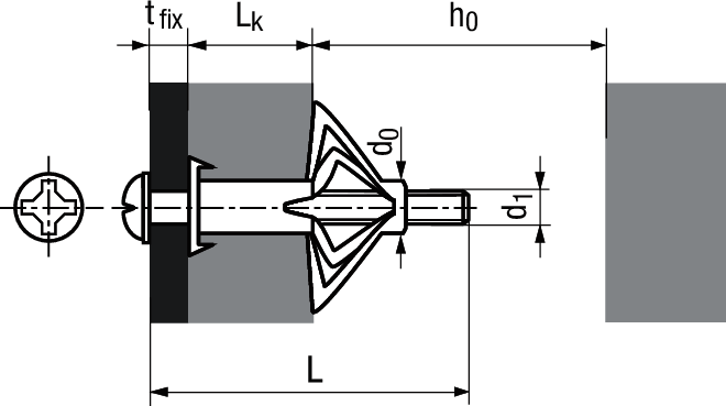 TOX Acrobat Hohlraumdübel, m. Schraube vormontiert BN51260 , M5x52/28 mm , 035101071 - Diverses Befestigungsmaterial
