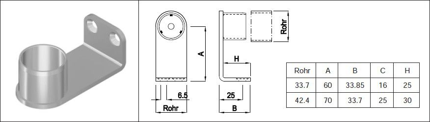 Steckrohrwinkel zu Handgriffrohr 42.4 mm geschliffen 126594 - INOXTECH-Handlauf-/Geländer-System