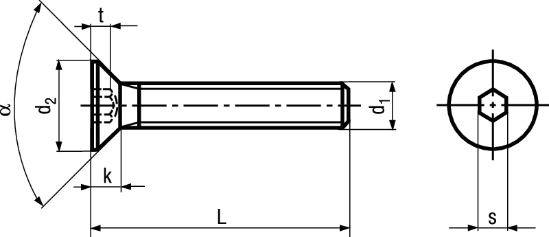 Senk I-6kt ohne Schaft INOX A4 BN2105 ISO10642 M 12 x 45 - Bossard Schrauben