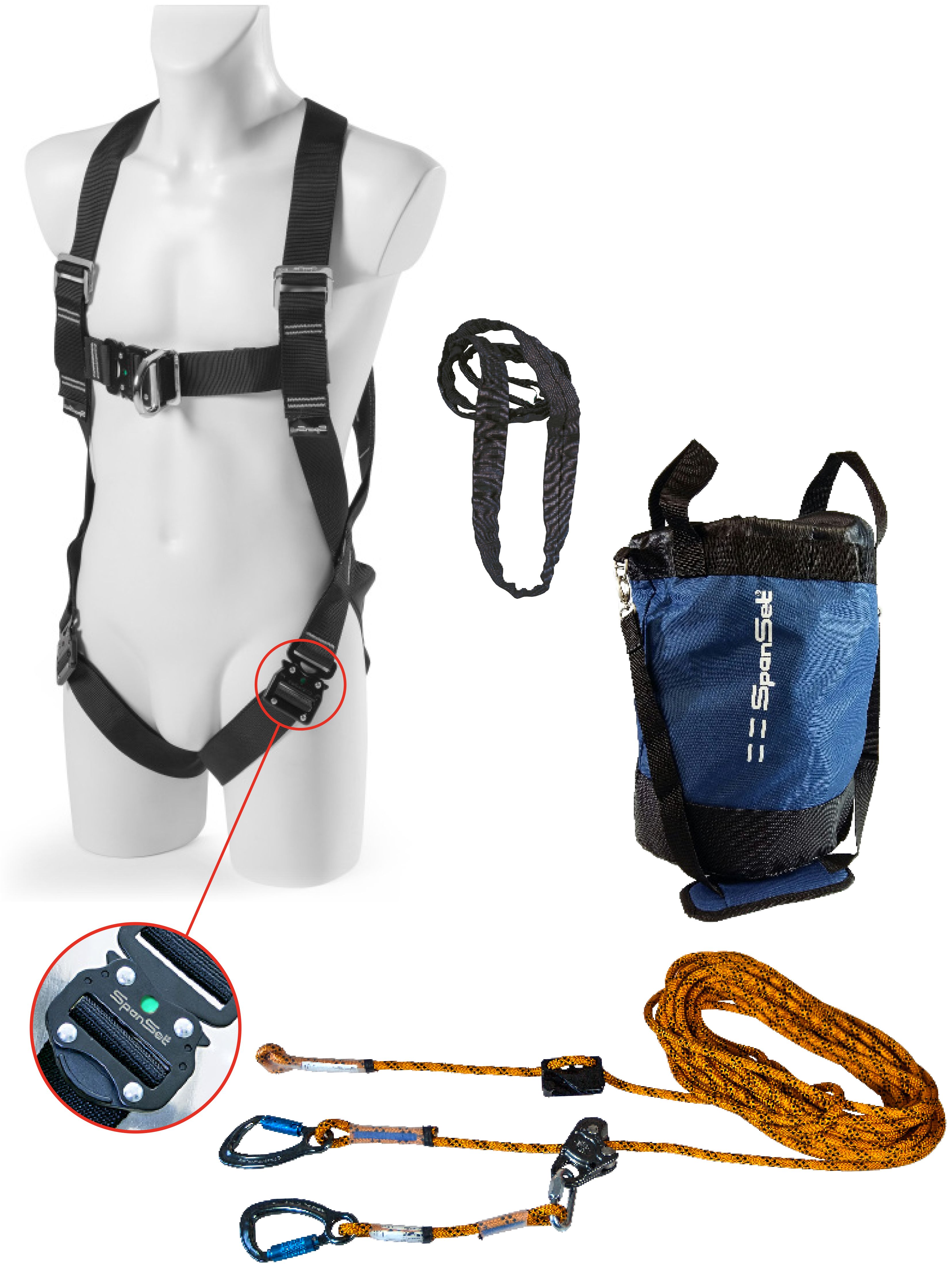 SPANSET Safety-Kit für den vertikalen Aufstieg 15m Typ SK-301 2-Punkt-Auffanggurt, Sicherungsseil - Arbeitsschutz