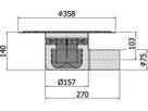 Ablaufkörper Gully 157 V2A 2-tlg. DN 90 mit Klebeflansch 100mm waagrecht 416405 - ACO Passavant Entwässerungstechnik