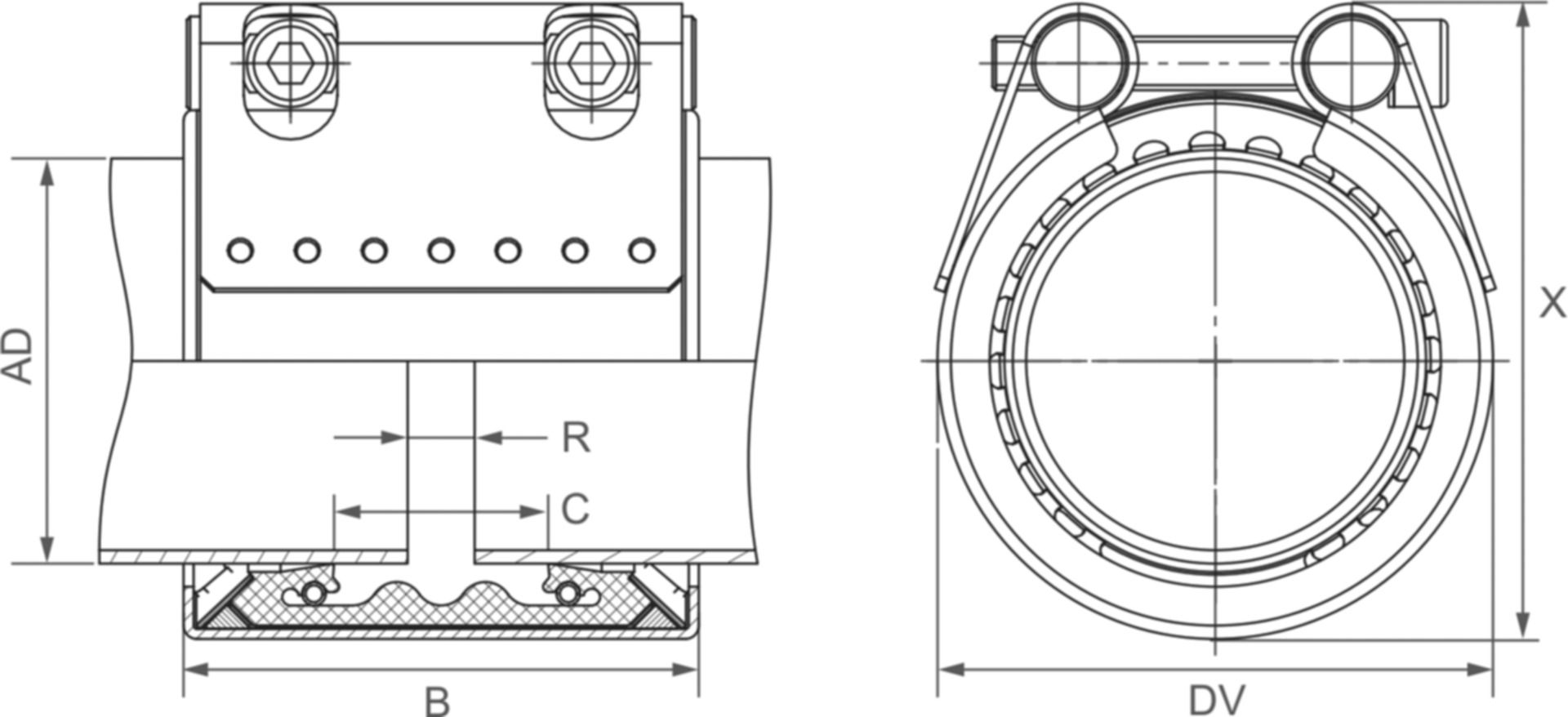 Metal-Grip NBR-VZ Verschluss verzinkt zugfest 48.3 mm 47.8 - 48.8 mm - Straub Kupplungen