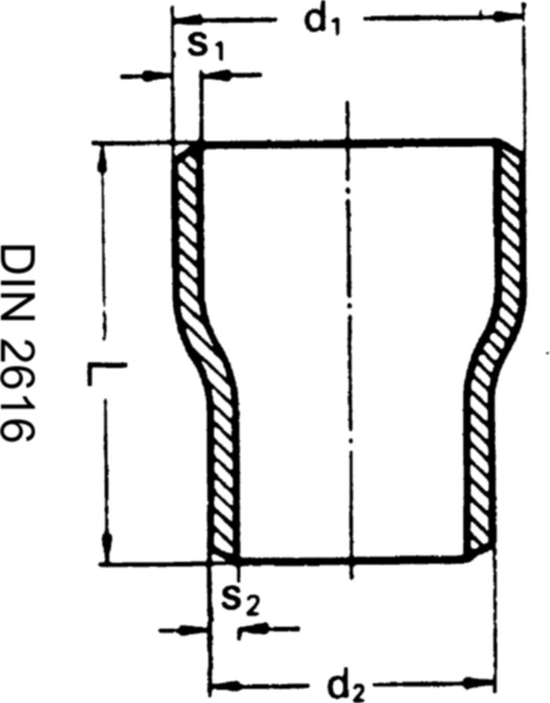 Reduktion konzentr. DIN 48.3 x 21.3 mm - Schweiss- T, Reduktionen, Sattelstücke