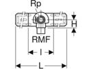 Anschlusswinkel 90° einfach 1/2"- MF1/2" abgesetzt, mit Aussengewinde 632.851.00.2 - Geberit-Mepla-Formstücke