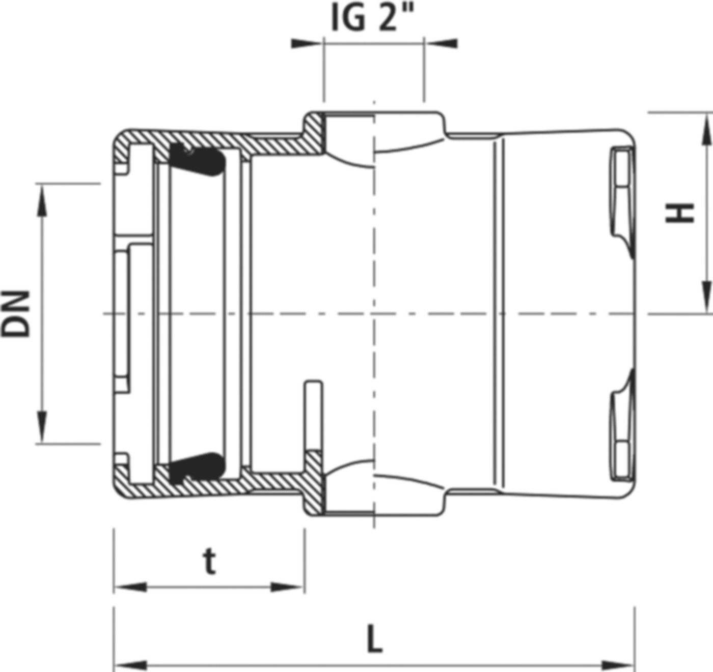 Hausanschluss-Stück mit Steckmuffe 5410 mit 2" Innengewinde DN 150 - Hawle Steckmuffenformstücke
