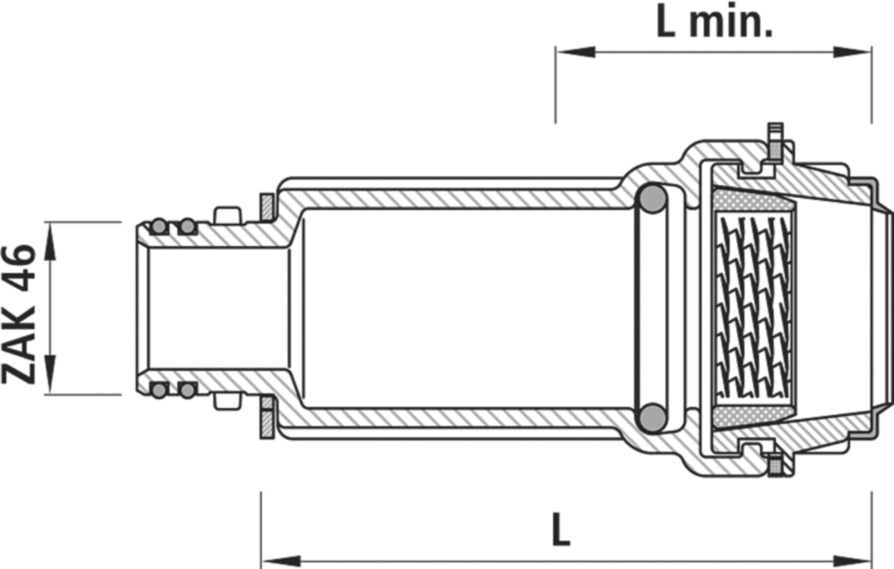 Einbauschlaufe mit ZAK-Anschluss 6161 d 63mm - Hawle Steckfittinge