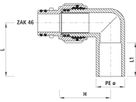 PE-Winkel-Anschweissende 90° GAS 6195 ZAK-Anschluss d 50mm - Hawle Steckfittinge