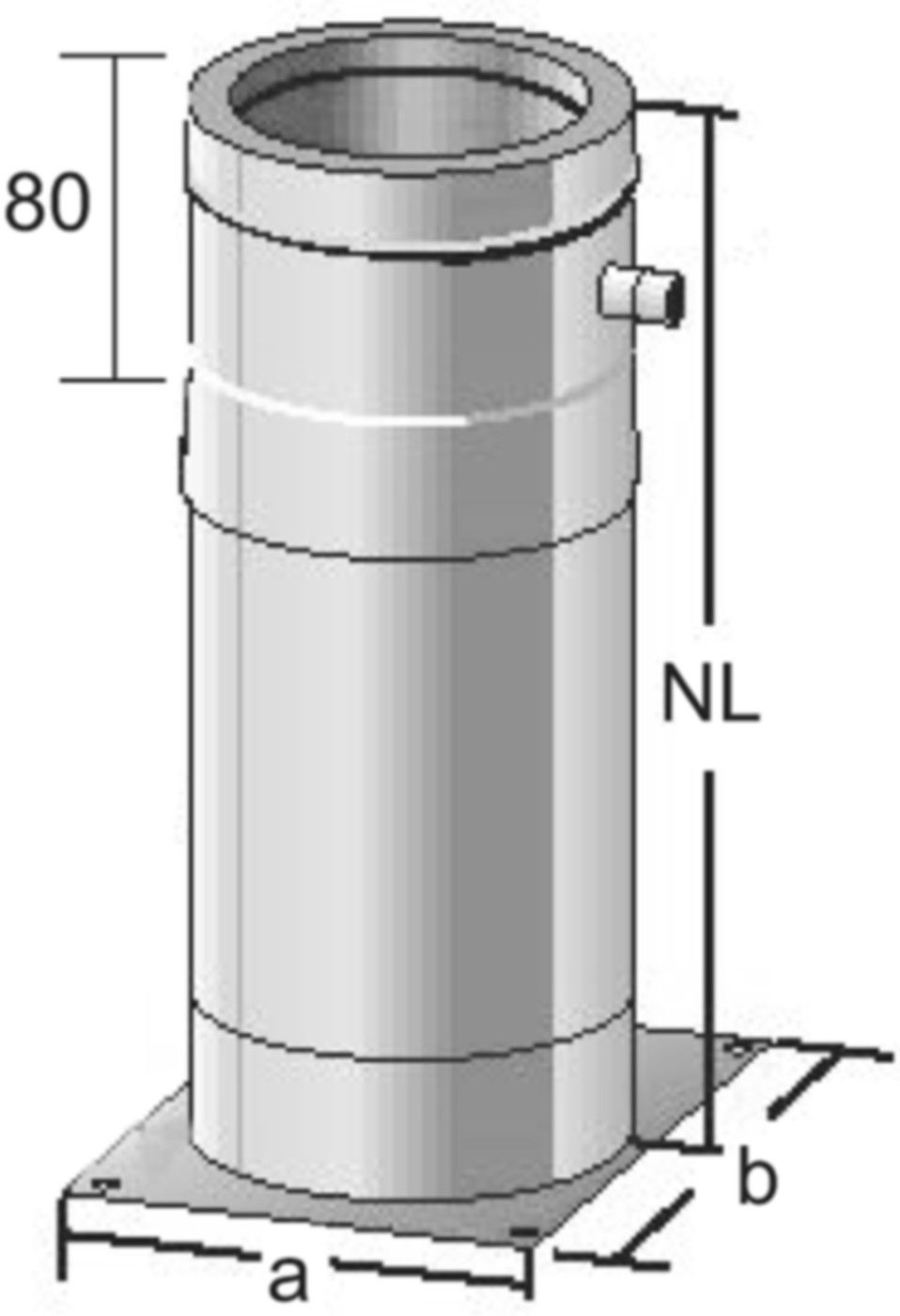 Alkon Fussteil mit Ablauf und Stütze 6KDFTS200 d 200 mm - Kaminsystem V4A doppelwandig