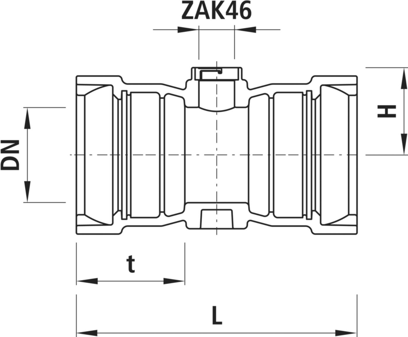Hausanschluss-Stück mit ZAK-Abgang 5412 für Gussrohre mit Schweissraupen DN 150 - Hawle Armaturen