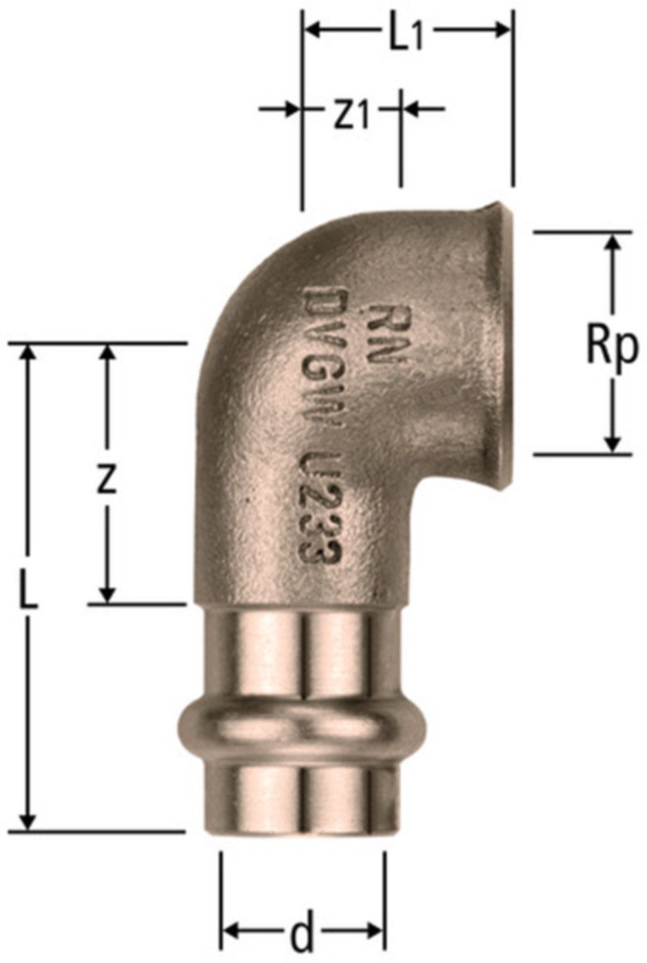 Winkel mit IG 18 x 3/4" 81006.26 - Nussbaum-Optipress-Rotguss-Fittings