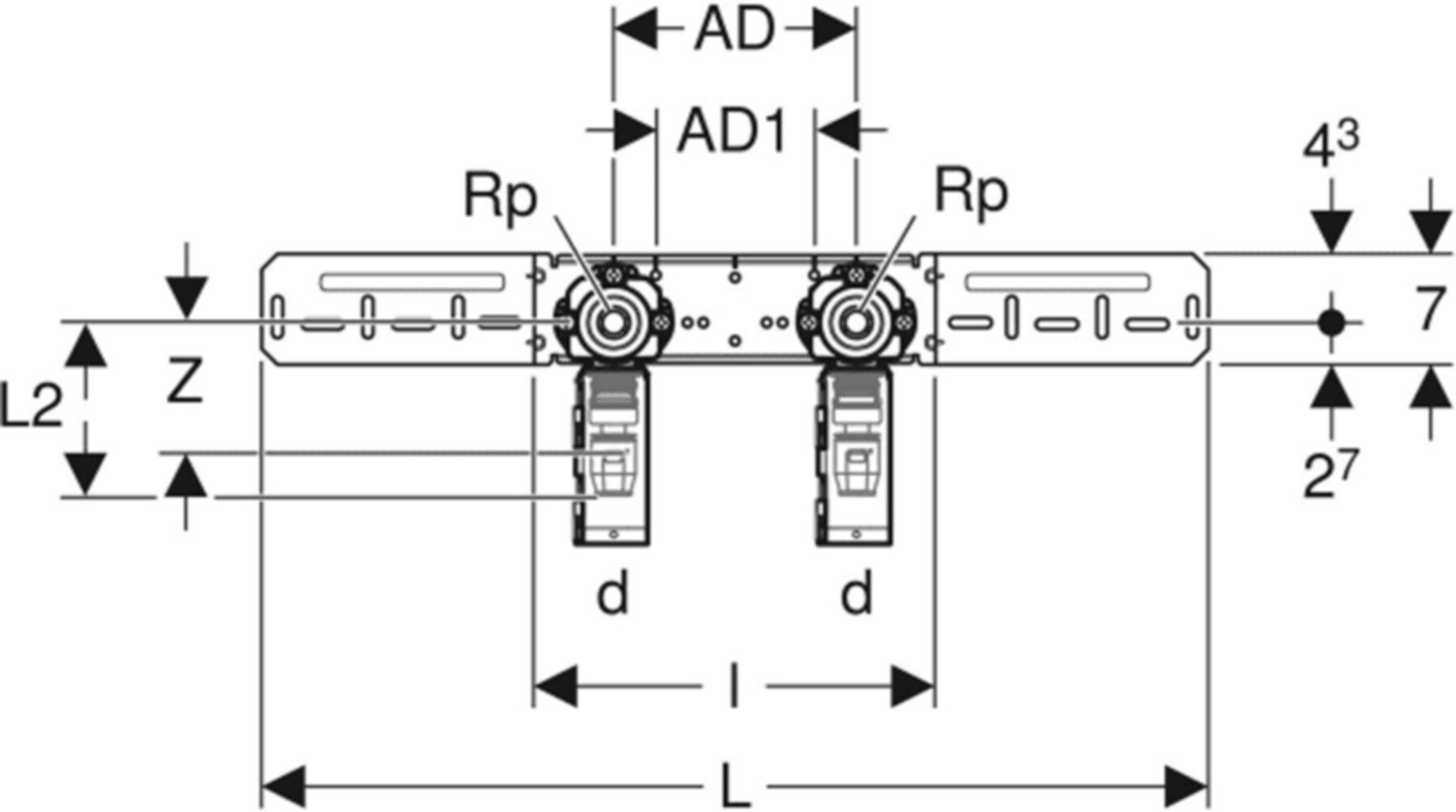 Dose 90° 16mm-1/2" 650.790.00.3 vormontiert 153mm - Geberit-Push Fit-Formstücke