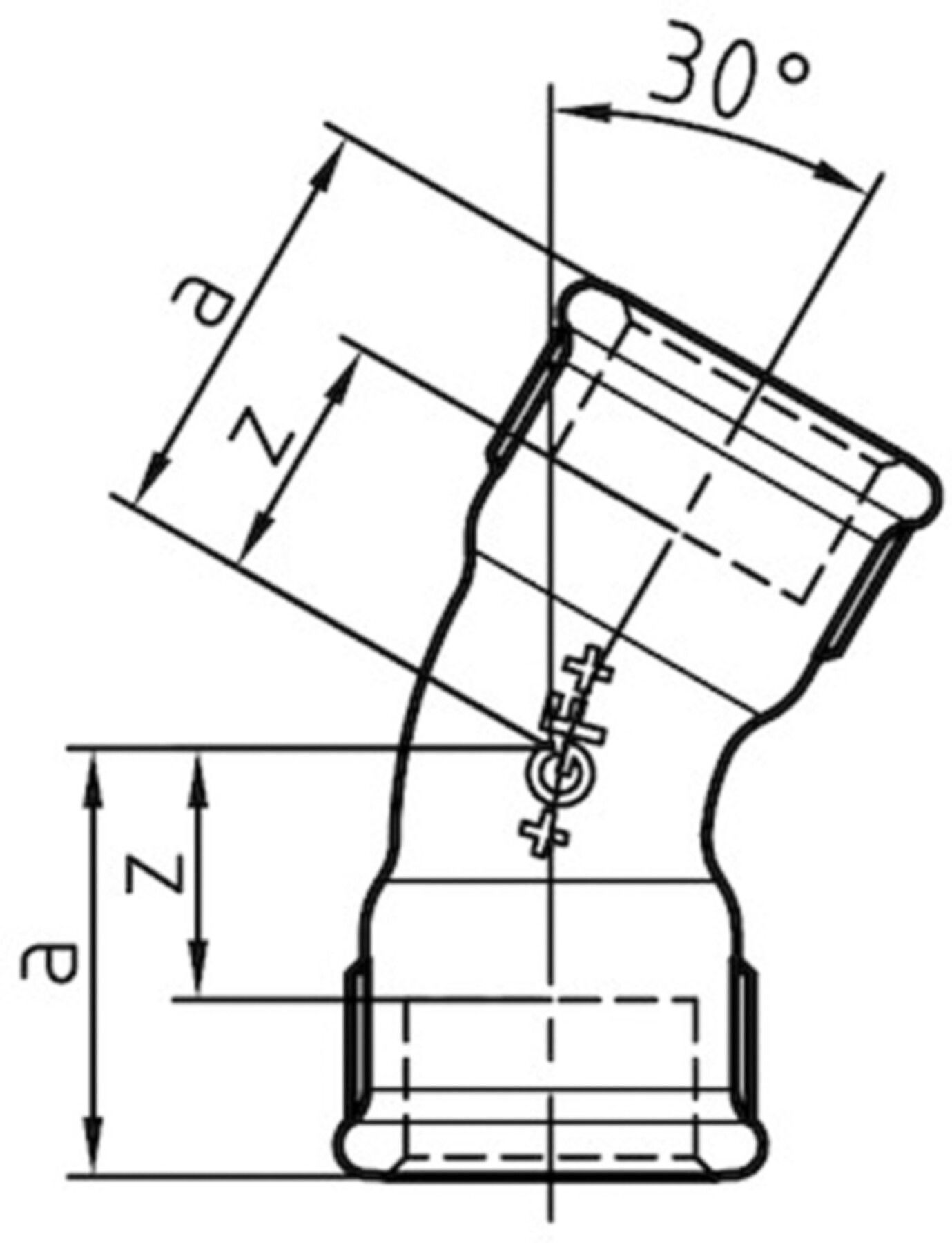 Bogen 30° 51 V 11/2" 770 051 208 - GF verz. Tempergussfittings