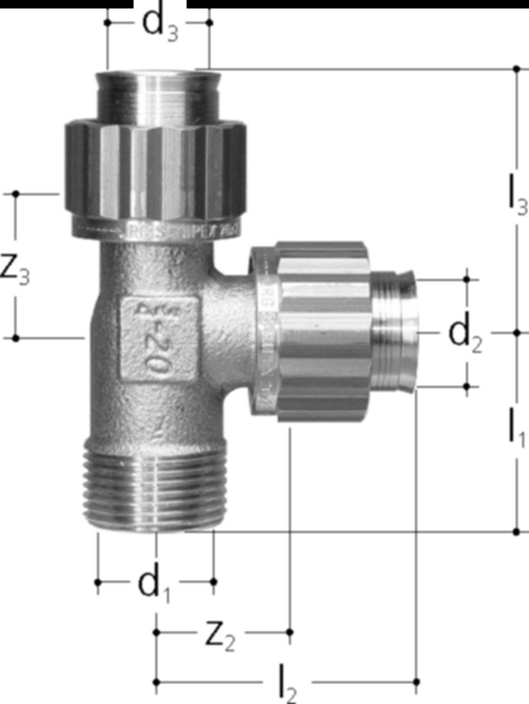 T mit Aussengewinde 3/4-20-20 5465.977 - JRG Sanipex-Rohre und Formstücke