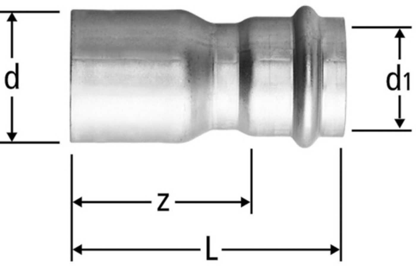 Reduktion m/Steckende 28-18mm 55021.30 - Optipress-Therm Heizungs-Formstücke