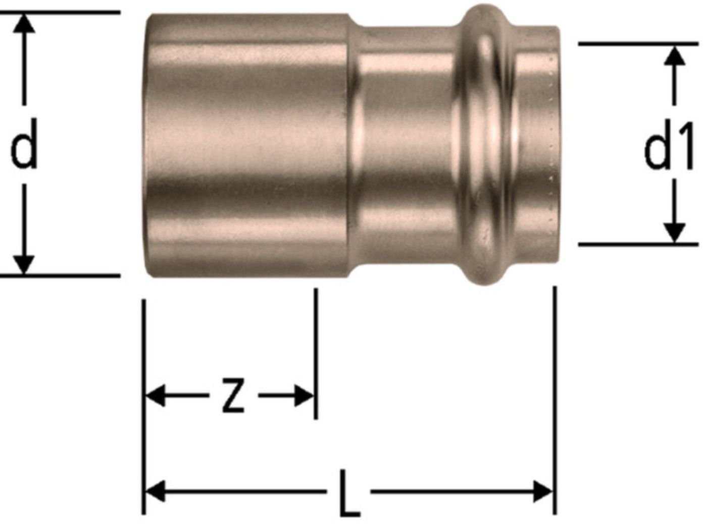 Reduktion 18 x 12 mm 81021.21 mit Einsteckende - Nussbaum-Optipress-Rotguss-Fittings