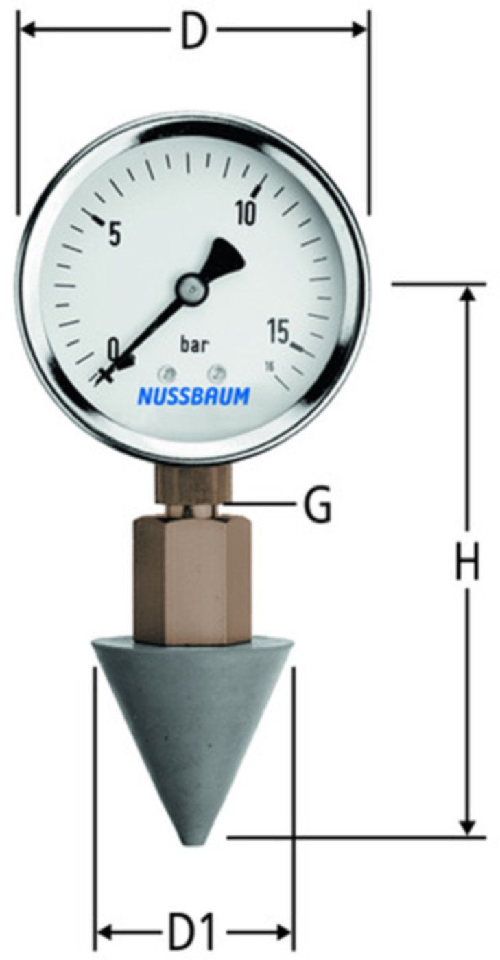 Manometer 0-25 bar 1/4"-50 66055.22 mit Gummikonus - Nussbaum Armaturen Handelsartikel