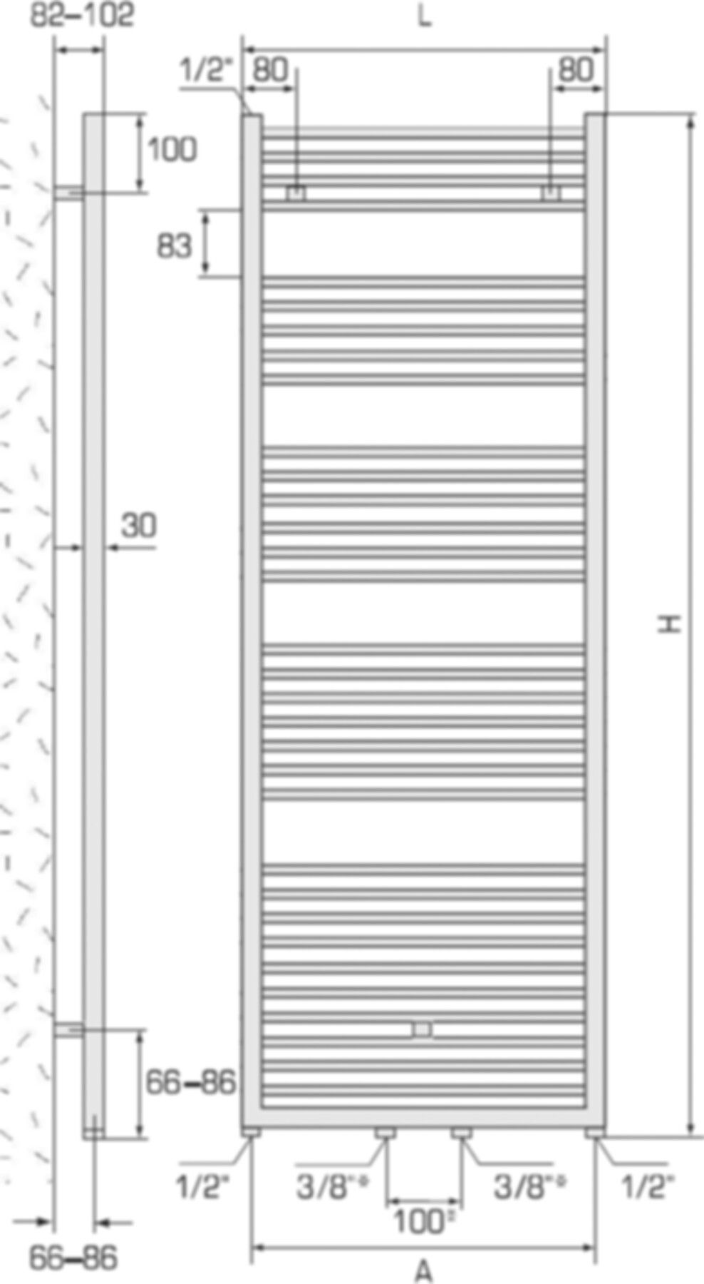 Handtuchtrockner BoWa BW 50/ 76 Breite 50 cm, Höhe 76 cm 414 W - Borer Heizkörper-Programm