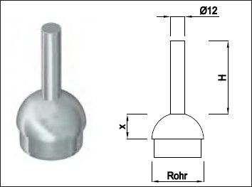Steckkonsole zum Anschweissen rund Rk Pfos 42.4mm,TH150mm,geschl,1.430 - INOXTECH-Handlauf-/Geländer-System
