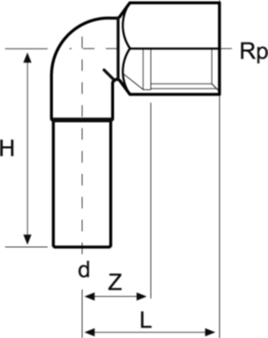 Übergangswinkel 90° mit Steckende und IG 15 mm - 1/2" S34PC - Eurotubi Press-Formstücke Sanitär